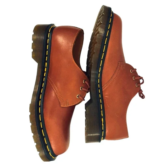 Dr. Martens NEW 1461 Carrara Leather Oxford Shoes in Saddle Tan Men's Size 8 - Picture 11 of 16